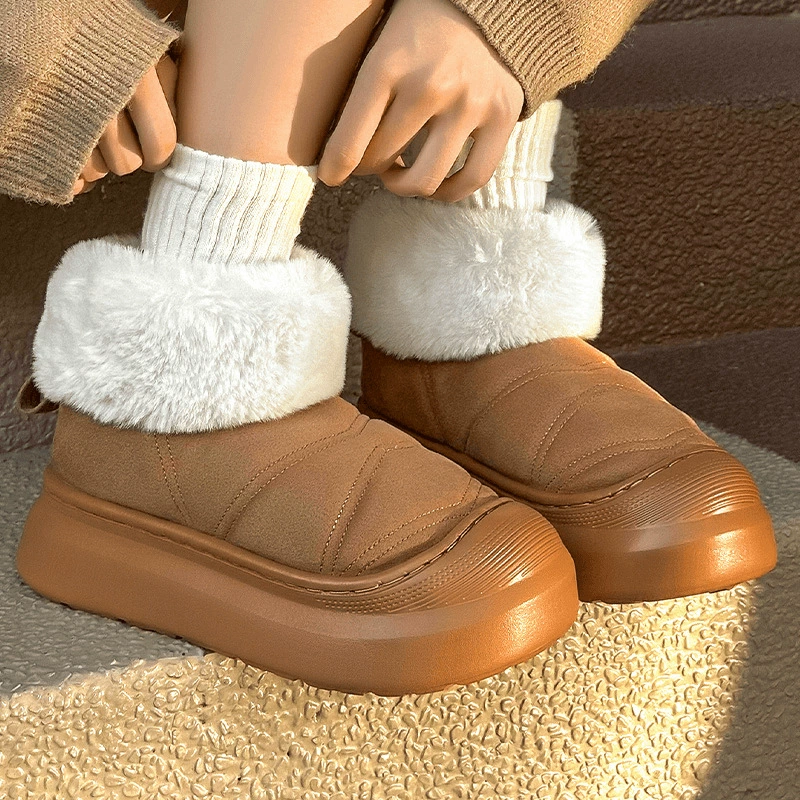 Kidan Shoe Factory Snowdown Женские осенние и зимние дома теплые и толстые нескользкие носить модные меховые хлопчатобумажные туфли женская зима