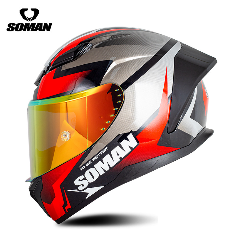 新型SOMANオートバイレースヘルメット男女四季機関車騎乗電気自動車カップルヘルメットSM973