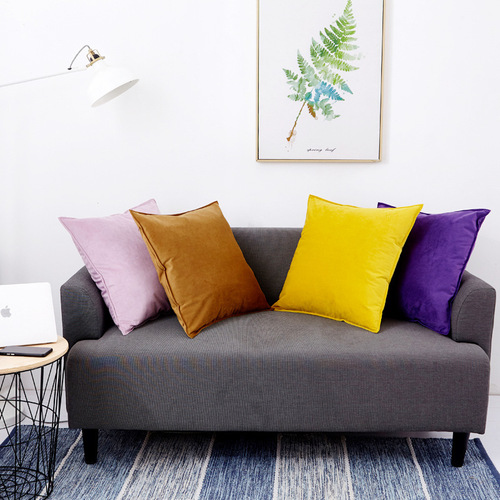 Velvet solid color pillowcase, sofa pillow, bed cushion, office lumbar support, event gift dropshipping