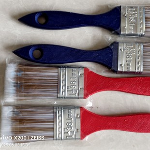 Edge Trimming and Color Separation Roller Brush Tool Brush Cleaning Brush Blue Red Paint Wooden Handle 1.5inch