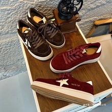 真皮星星德训鞋女2025秋冬新款复古厚底小白鞋休闲软底板鞋不累脚