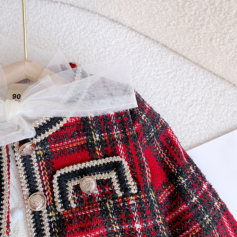 Filles, dames, Se décontracté à la mode pour l'automne 2023, nouveau bébé Fragran Coa, cent plaids Shor Skir, deux pièces_voghion.com