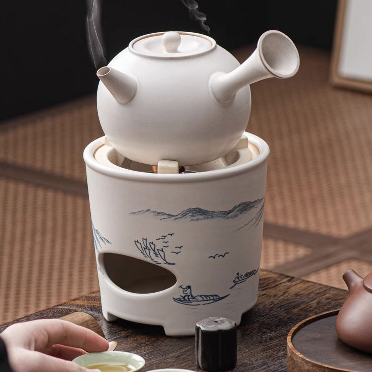 Alcohol block charcoal heating charcoal stove liquor yellow wine cooker ceramic warm wine pot health ceramic pot vintage hot wine pot