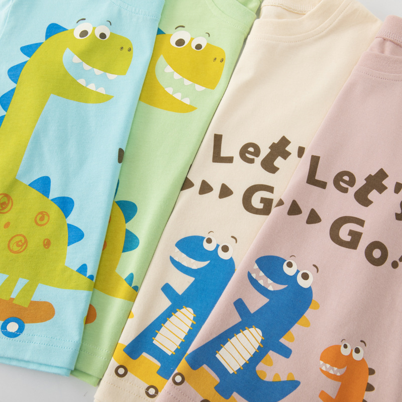 Betop ropa infantil transfronteriza al por mayor verano niños camiseta de manga corta dinosaurio dibujos animados niño ropa de bebé una pieza