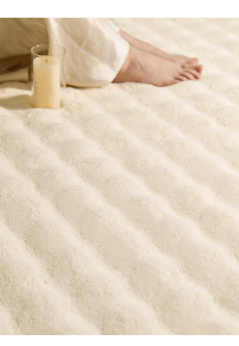 German Carpet 2024 New Bedroom Cream Style Bubble Velvet Thickeneded Pure Color Bedside Blanket Living Room Large Area Floor Mat
