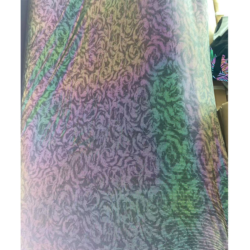 玫瑰花型炫彩七彩反光图案四面弹力布 比基尼用幻彩反光面料布料