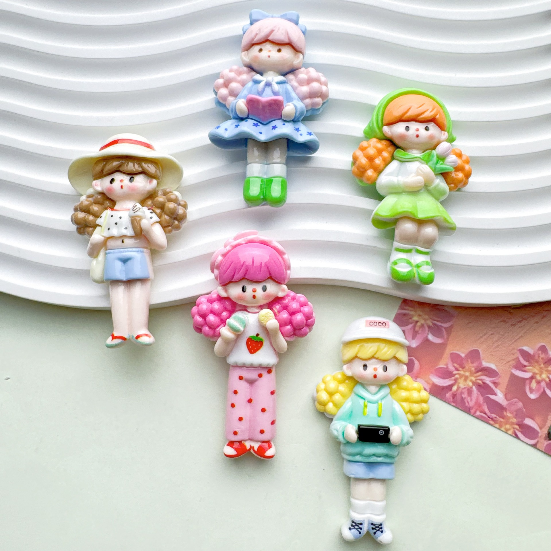DIY 크림 접착제 큰 카드 팝콘 소녀 대형 헤어 액세서리 소재 패치 수제 수제 펜던트 수지 액세서리