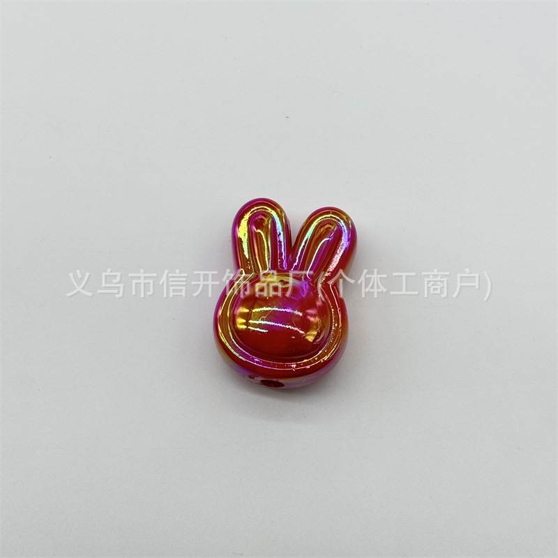 Cuentas de acrílico vibrantes con agujeros verticales y recubierto conejo, para DIY llaveros, cadenas y accesorios de joyería hechos a mano.