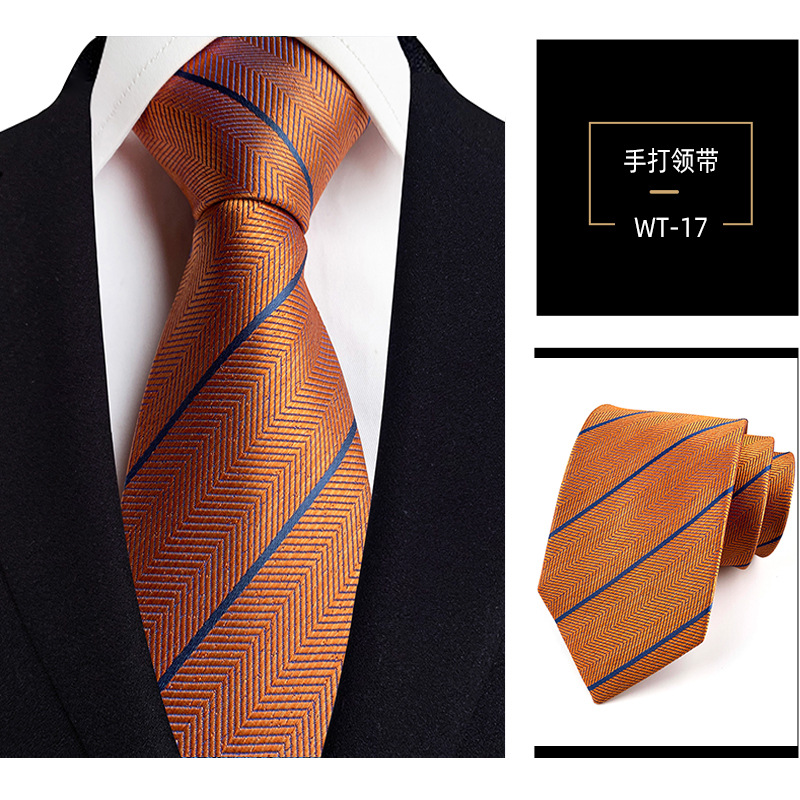 8cm mano corbata de poliéster de los hombres teñidos de hilo de rayas de desgaste formal profesional traje de negocios accesorios de fábrica en stock al por mayor