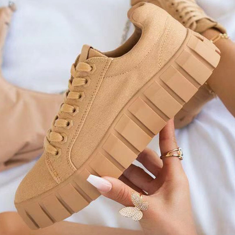 Plus size 36-43 Lace-up canvas shoes Wom...