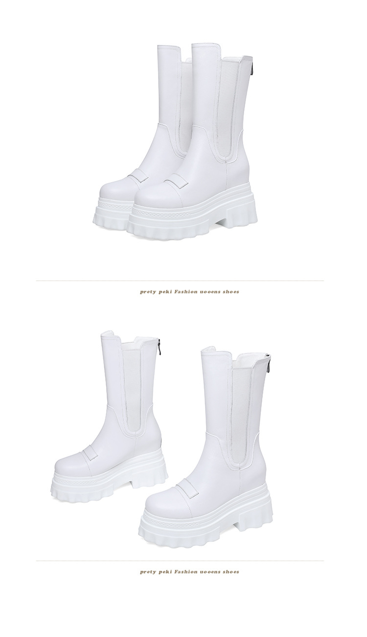Boot nữ cổ thấp đế dày đế xốp thời trang dễ phối — Màu đen lót nhung chi tiết 13