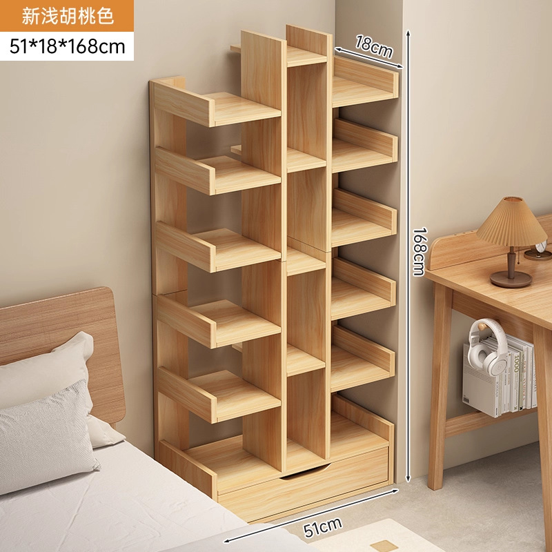 Estante de libros simple estante de piso pequeño estante de libros contra la pared estante de almacenamiento de sala de estar estante de almacenamiento gabinete de oficina