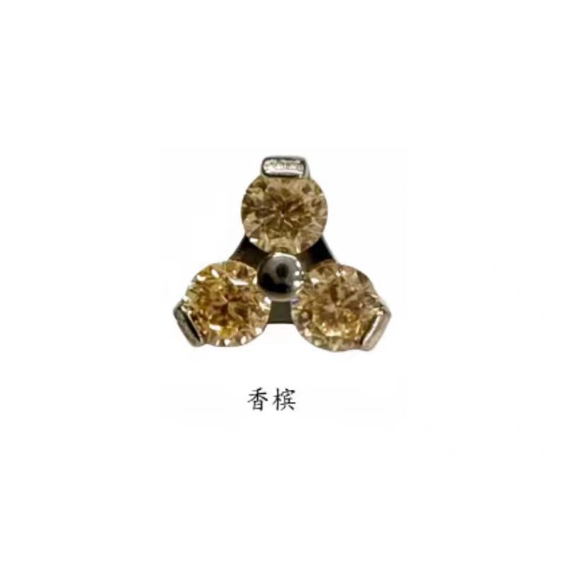 F136 Titanium Alloy Clover Zircon Earrings G23 Titanium New Multi-Color Ear Hole Maintenance Earrings Jewelry Head detail image 14