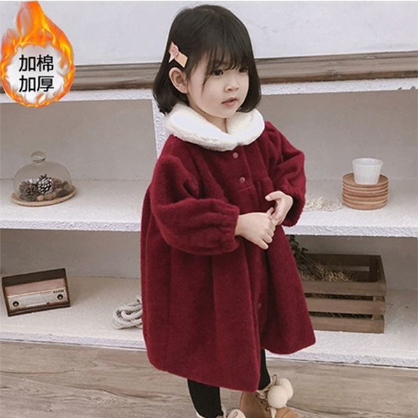 女童2026秋冬款女宝宝中长款貂绒外套儿童韩版棉衣洋气毛毛衣外套