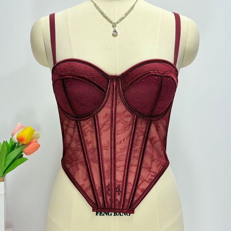 Sweet Little Vest, Versatile Lace Hottie Suspender Belt, Waist Tightening, Tummy Shaping, Breast Cup, Steel Fishbone Tube Top