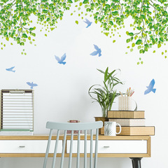 FX-C447清新綠植藤蔓小鳥臥室客廳宿舍家居背面裝飾牆貼紙批發