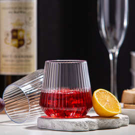 亚马逊创意PET威士忌杯子现货 一次性透明塑料葡萄酒杯14oz红酒杯