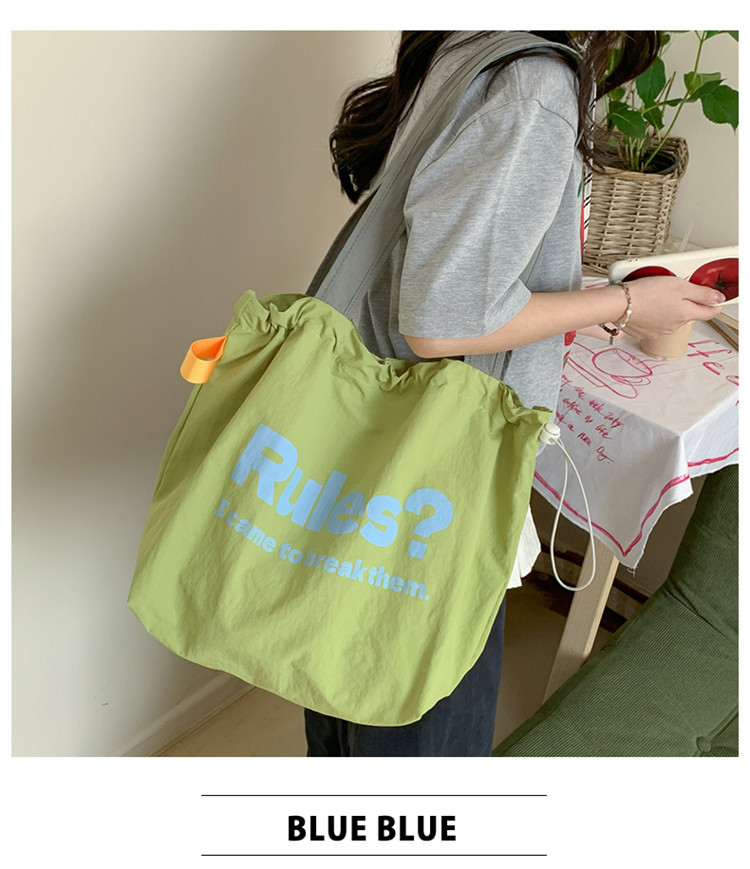 Fashionable and simple letter print large-capacity tote bag 2025 new style contrasting color versatile drawstring pleated single-shoulder bag undefined