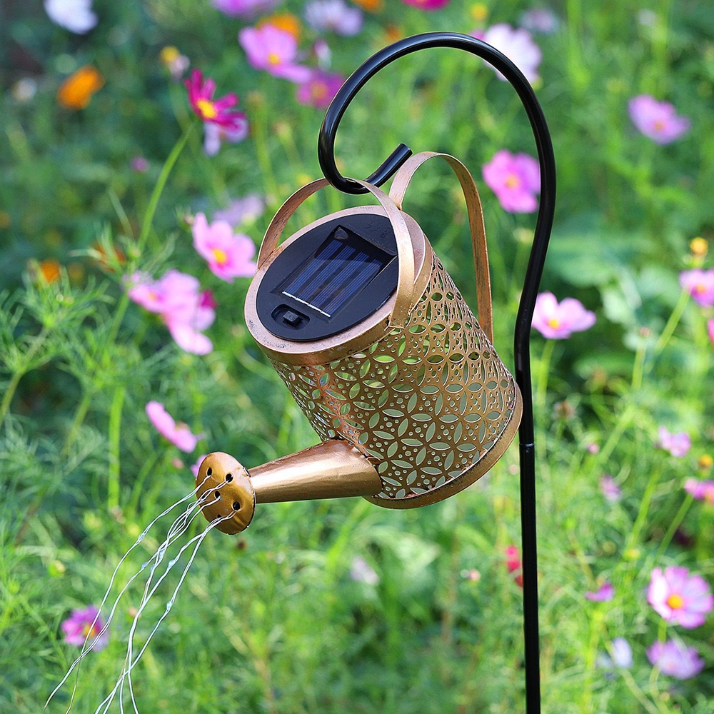 Lámparas solares de hervidor de agua al aire libre, impermeables y huecas, lámparas de césped insertadas en el suelo, lámparas de ducha de agua corriente, decoración del paisaje del jardín
