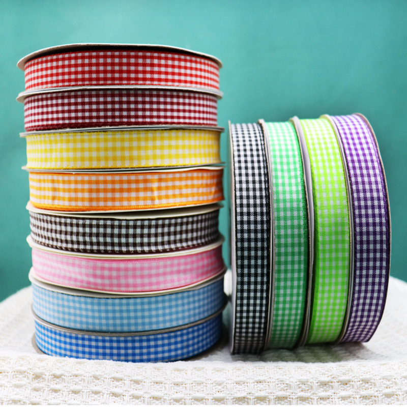 Pastoral estilo Plaid cinta de la torta de la cinta hecha a mano DIY material accesorios para el cabello cinta flor caja de regalo cinta de embalaje