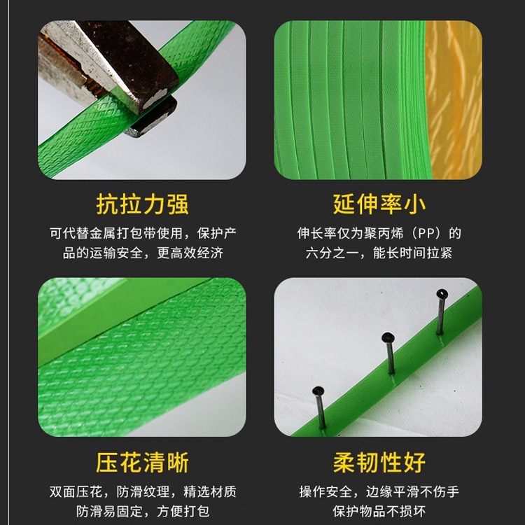 Fábrica al por mayor PET plástico acero cinturón de embalaje máquina embalaje cinturón de encuadernación cinturón de alta resistencia placa coche cinturón de unión