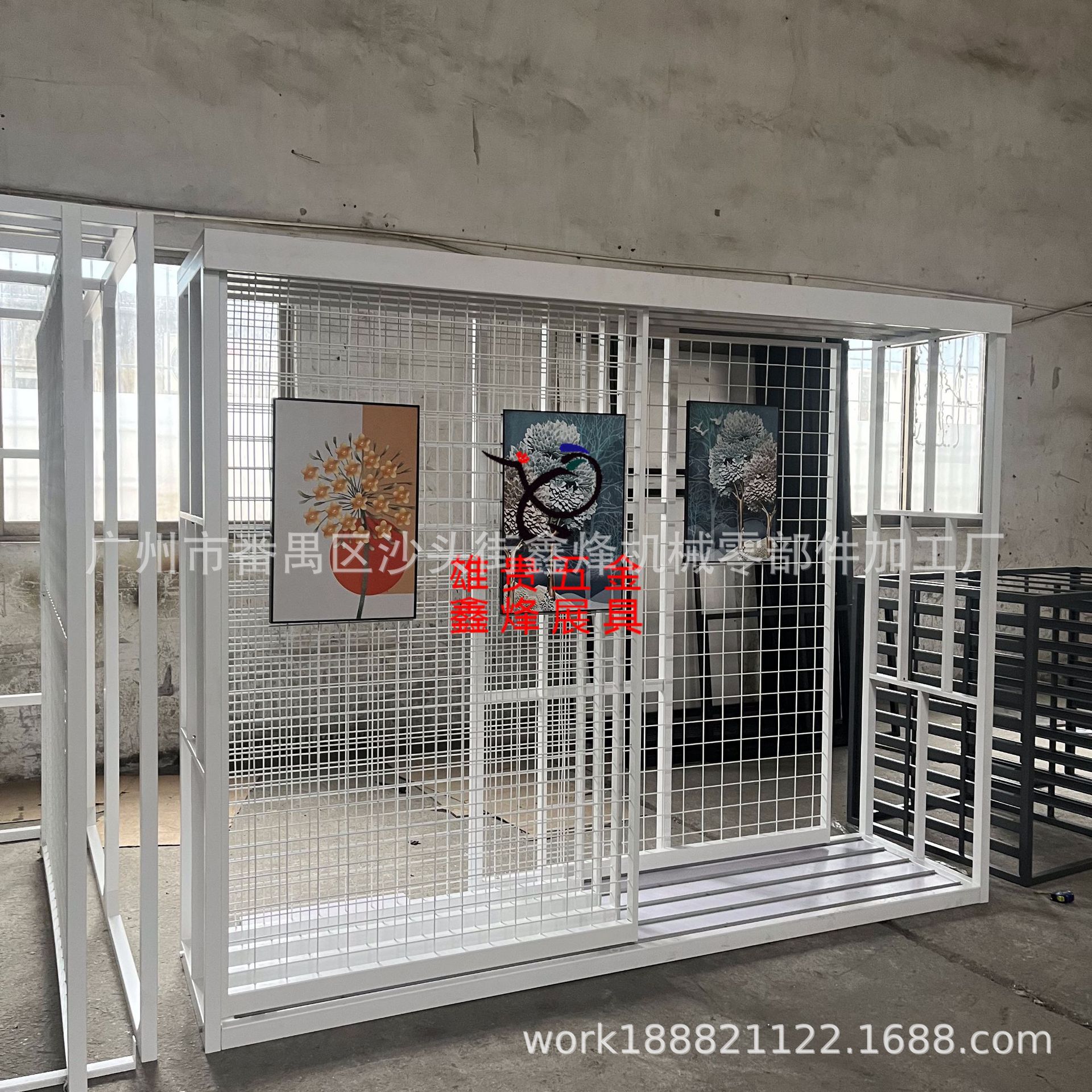 厂家直销铁丝网推拉挂画展示架 画框抽拉展架 挂画架工具配件展架