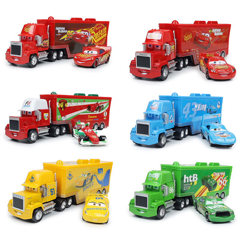 Cars Racing Lightning Mcqueen Children's Toy Container Truck Set Complete Model Car