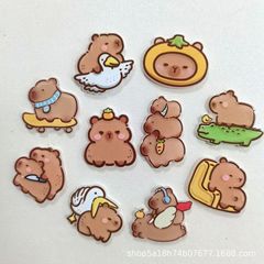 漫画かわいいカピバラアクリルステッカーdiyヘアクリップブローチバッジ冷蔵庫ステッカーアクセサリーアクセサリー