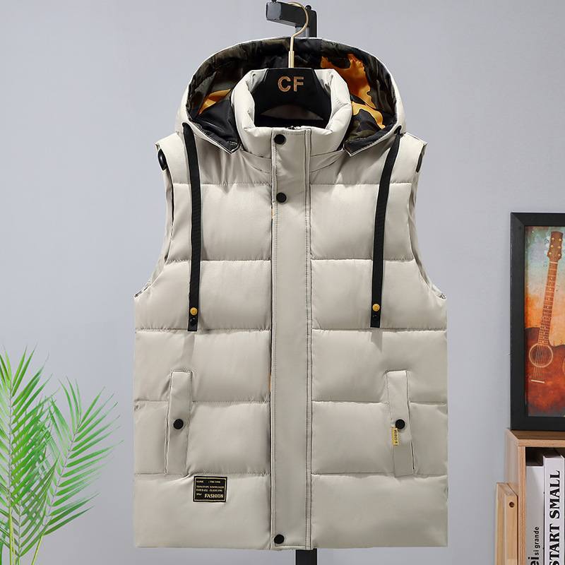 Vested autumn winter new trend loose and handsome camisole couple warm down cotton vest men's sleeveless jacket_voghion.com