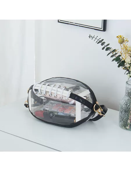 Amazon's New Transparent Football Bag, Cosmetics Storage Bag for Outings, High Appearance and Large Capacity