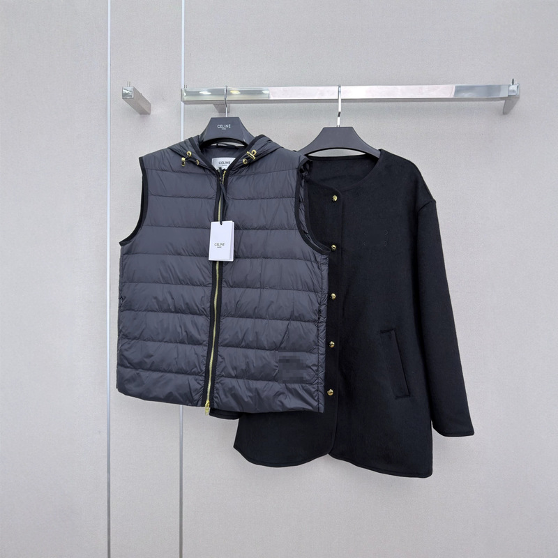 Double-sided woolen coat for women, 2026 winter Nanyou women's hooded goose down jacket, vest fashion set
