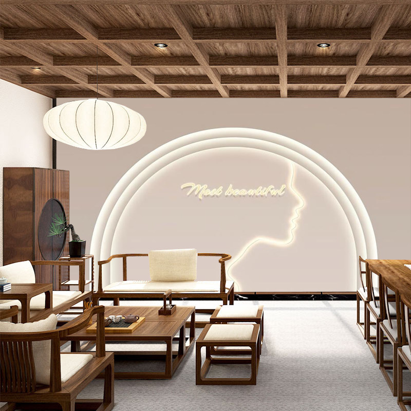 3D Light Luxury Beauty Institute Wallpaper Medicine Beauty Skin Skin Shop Forest LOGO Wallpaper Beauty Live Background