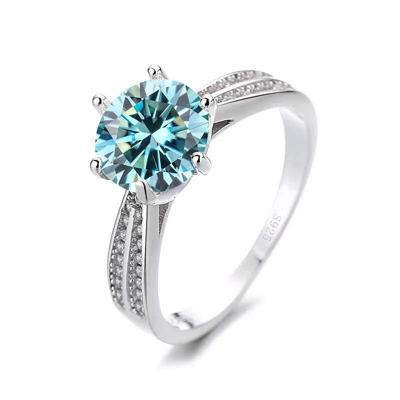 Anillo rojo de siete colores super brillante de moissanita ligero de lujo de plata esterlina de moissanita de 12 quilates anillo de diamantes de simulación