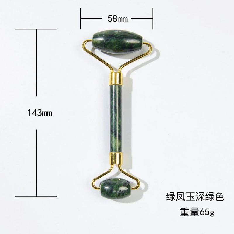 Jade face massager set, double‑head rolling roller and gua sha scraper, cosmetic kit