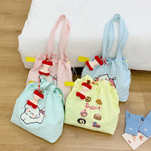 可爱卡通小熊托特包女2025新款学生百搭布包大容量粉色单肩包女生