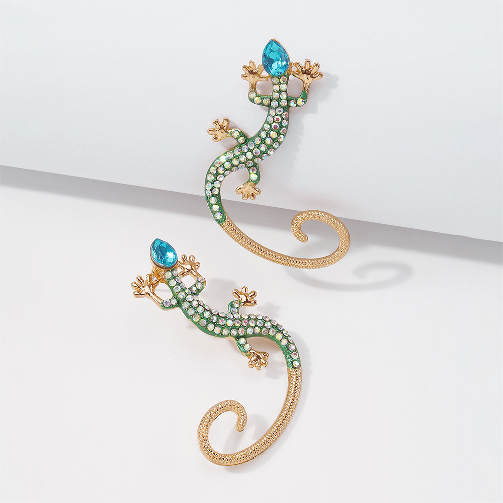 Nihaojewelry rtro gecko forme incrust de diamants boucles d39oreilles bijoux en grospicture8