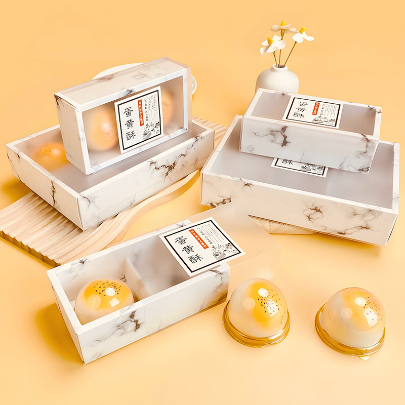 蛋糕盒子蛋黄酥盒多粒大理石花纹礼盒套装磨砂透明打包盒伴手批发