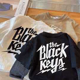 新纯棉男童韩版长袖T恤假两件新款儿童春秋中小童上衣宝宝打底