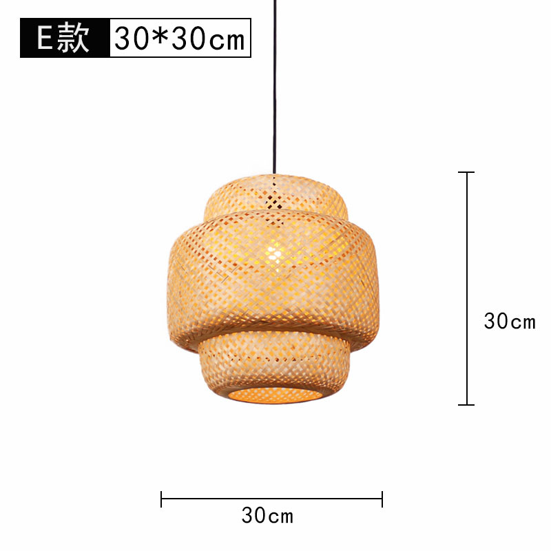 Lámpara de araña tejida de bambú Restaurante chino Lámpara de salón de té de linterna de bambú Restaurante japonés Sombrero de paja Lámpara de araña tejida de ratán B & B