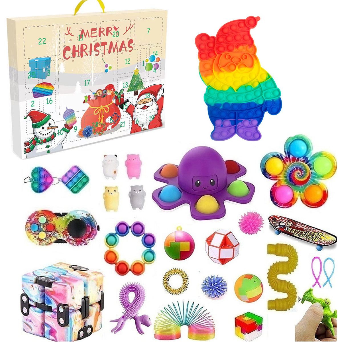 Caja ciega de Navidad transfronteriza Regalo de fiesta para niños Descompresión DIY Desgarrado Calendario de cuenta regresiva Caja ciega Juguetes navideños