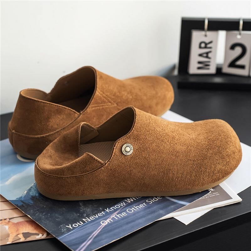 2026 Spring New Retro British Style Birkenstock Shoes for Men, Suede Loafers, Dual-Wear Thin-Soled Slip-On Driving Shoes