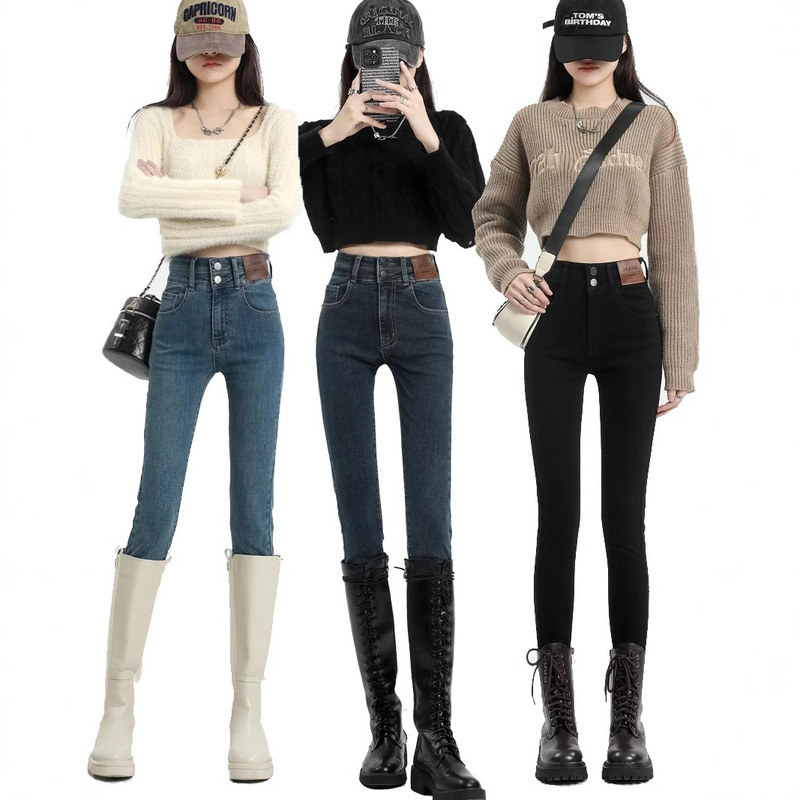 Women's Skinny Jeans 2025 Autumn and Winter New Black High-Waisted Slimming Pencil Pants Spring and Summer Leggings Women's Skinny Jeans 2025 Autumn and Winter New Black High-Waisted Slimming Pencil Pants Spring and Summer Leggings