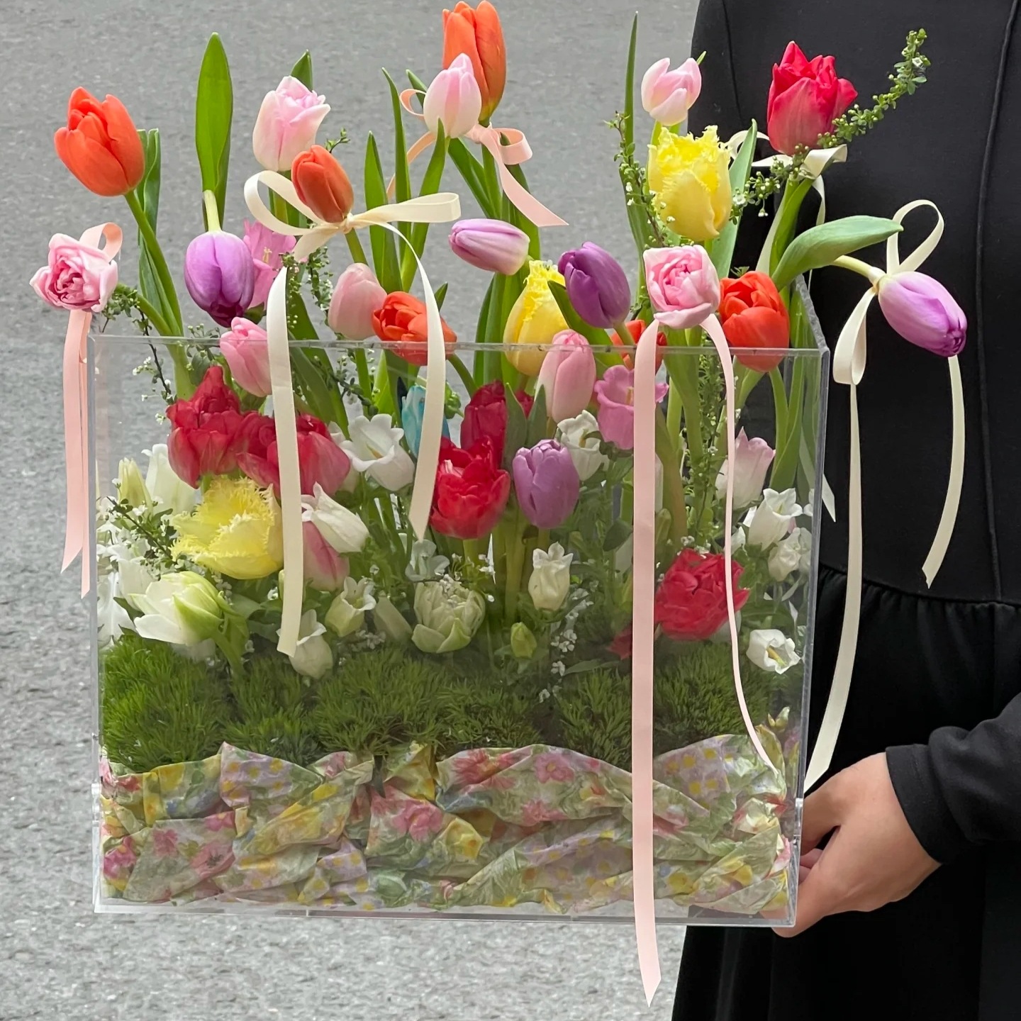 透明亚克力花盒鲜花包装盒装花束礼盒38妇女节女神节教师节礼盒