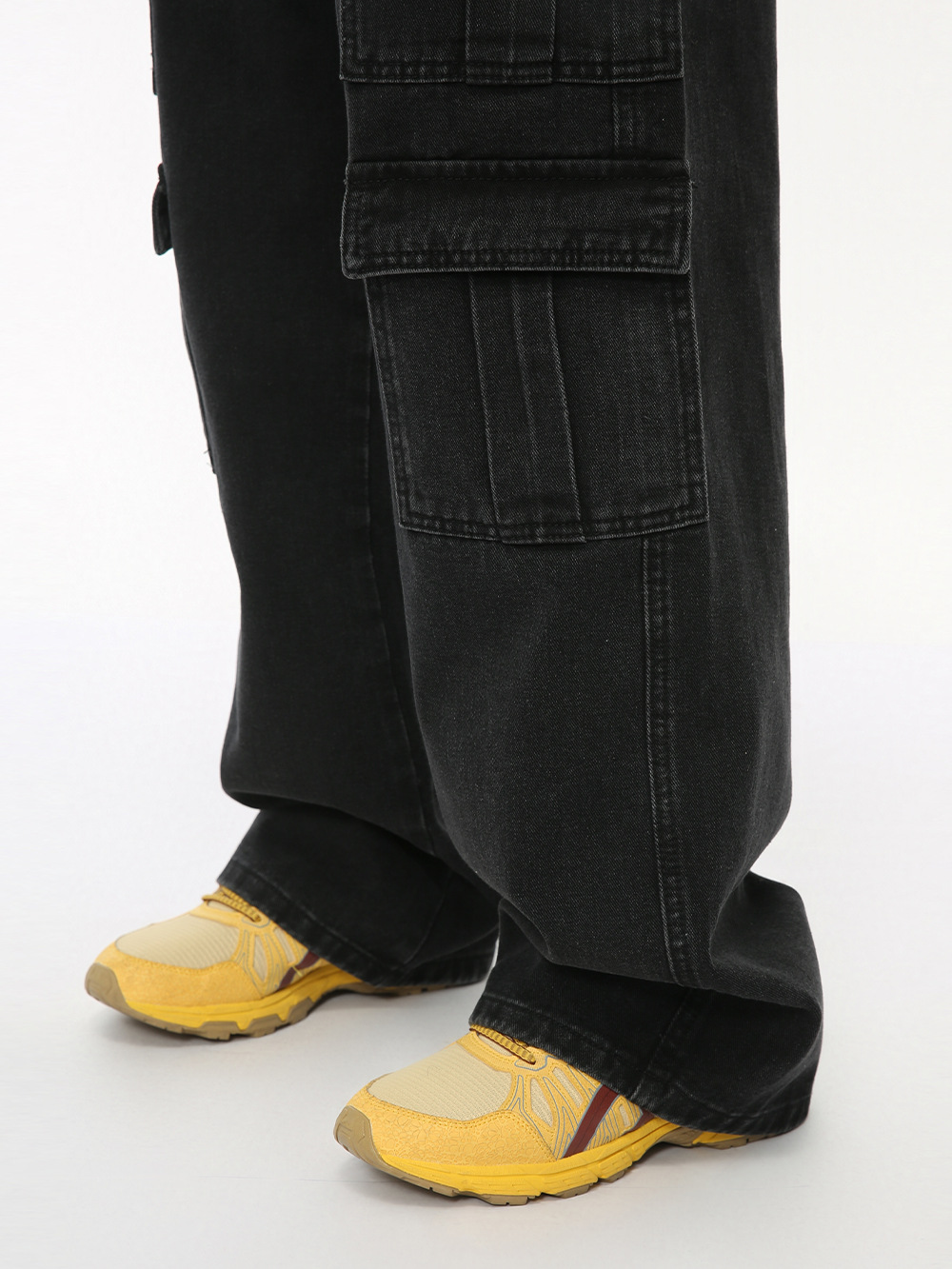 MTLCLOTHES Hombres| Coreana de la industria pesada suelta de la calle de moda recta multi-bolsillo decoración de piernas anchas jeans