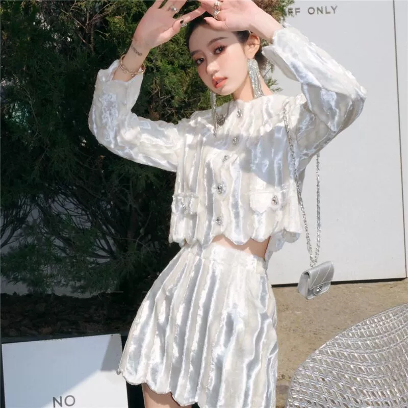 Высококачественная легкая Роскошная светская элегантная юбка с длинным рукавом в стиле богини Chanel, короткое пальто, топ, милый крутой модный костюм