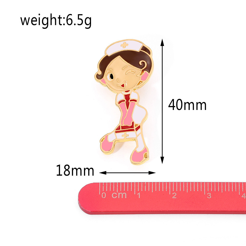 Europeo y americano joyería serie médica metal esmalte broche estetoscopio ECG masculino y femenino doctor enfermera insignia