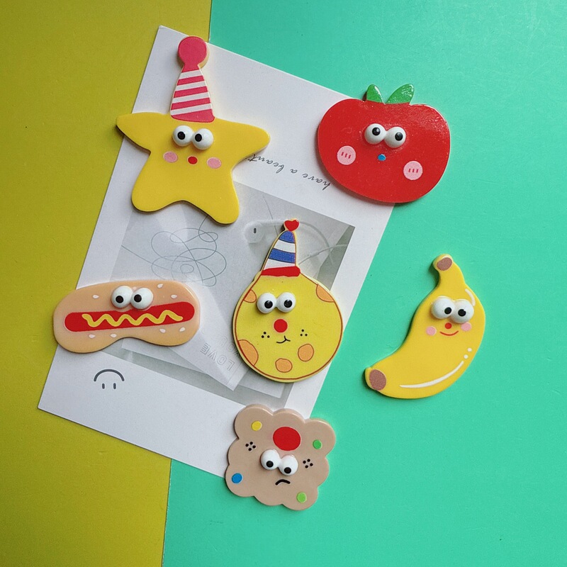 Cartoon Cute Acrylic Stereo Big-Eyed Tomato DIY Hairpin Hole Shoe Shoe Flower Refrigerator Magnet Accessories Material Batch