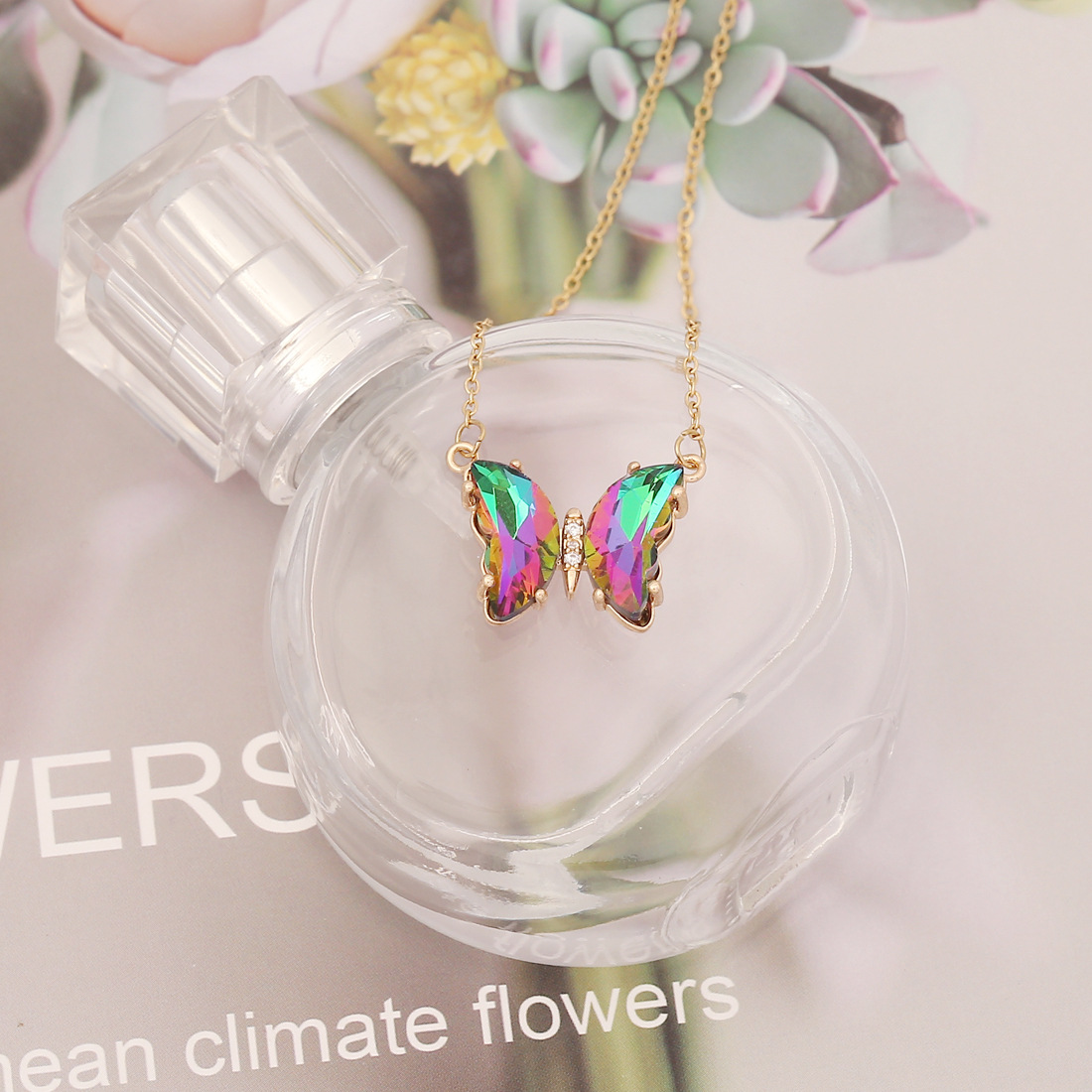 Fashion Butterfly Copper Plating Inlay Zircon Necklace 1 Piece