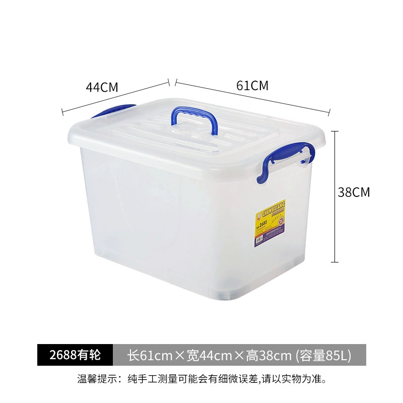 Transparent plastic storage box with lid and handles, stackable, multiple extra‑large sizes (cm)