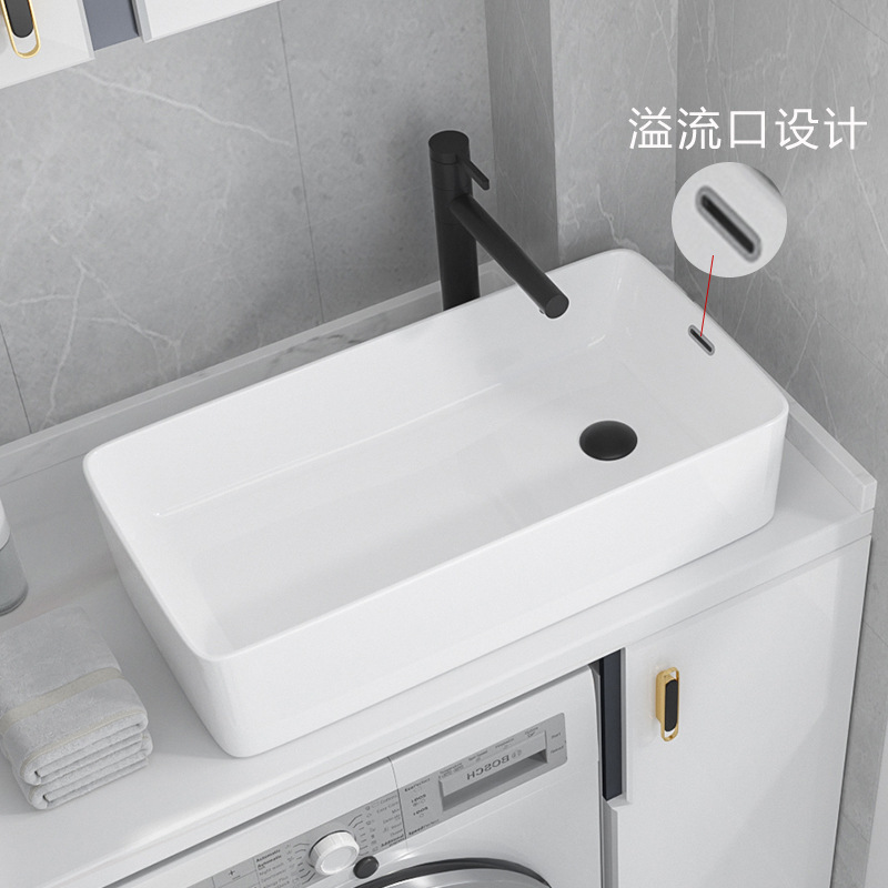 Ceramic counter basin side sink wash basin balcony basin square wash basin with overflow hole basin factory wholesale